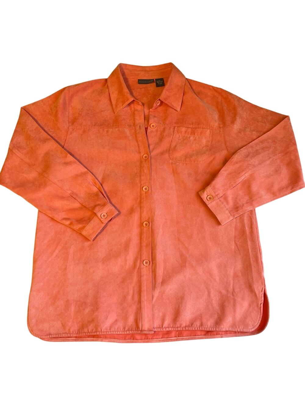 Relativity Faux Suede Button Up Coral/ Pink Chore Jacket Size XL